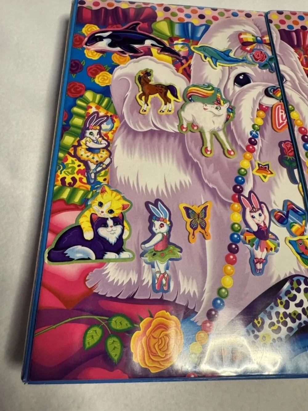 Vintage Lisa Frank Princess Pearl Dog Trapper Keeper Binder Folders Stickers Lot